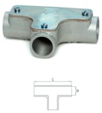 Derivación en forma de T enchufable, referencia 55081016 de Pemsa. DN16 AL